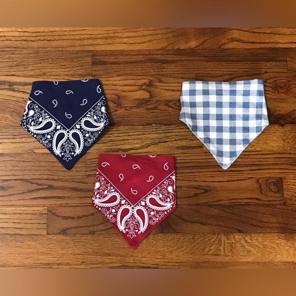 Other - Bandanna / Checkered Baby Bibs Set Boy or Girl 
Navy Blue & White
Red
Burp Cloth